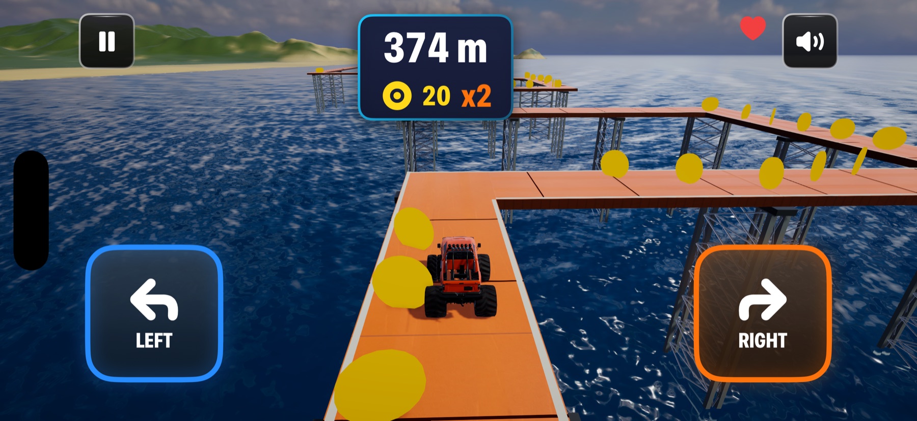 Drift Run on a winding course over the sea.